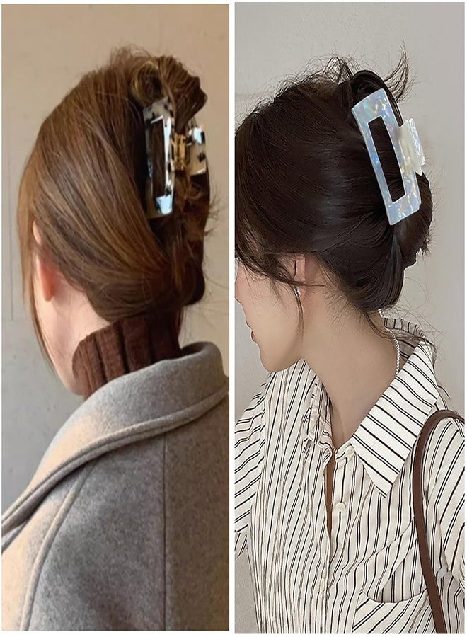 Eyegla 2 Pack Hair Claw Clips for Women Tortoise Shell Large Claw Hair Clips for Thin to Thick Hair Rectangle Hair Jaw clips - Image 2
